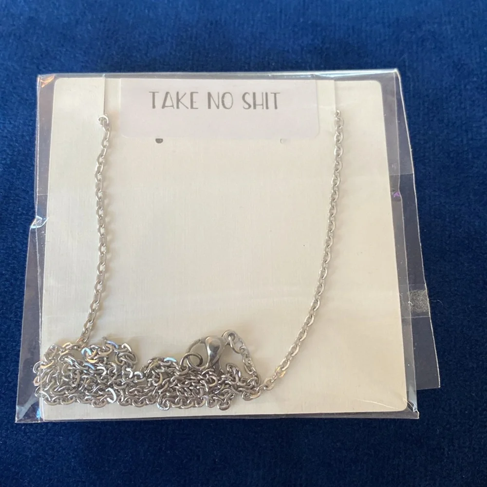 Profound Sass Necklace "Take No Shit" Hand Stamped NWT - Picture 3 of 3